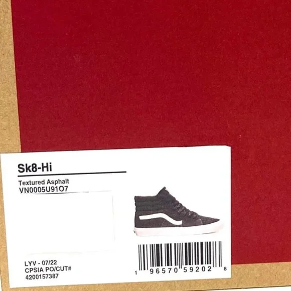 VANS Sk8-Hi Textured Asphalt Skate Shoes Women Sneakers Suede Canvas VN0005U91O7 - Picture 8 of 9